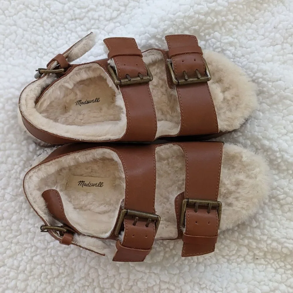 Madewell Madelyn Shearling Lined Strapped Sandal Sz 6.5 NWOB - Picture 3 of 5